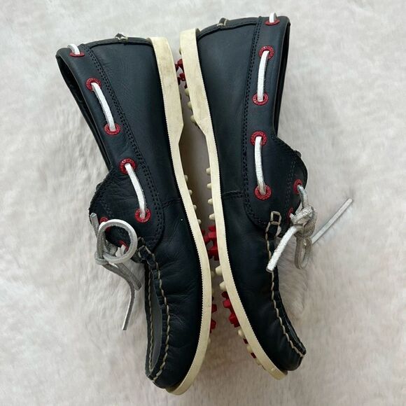 Canoos Golf Shoes Boat Shoe Style Leather Preppy Navy Blue Red size women’s 8 - Picture 5 of 12
